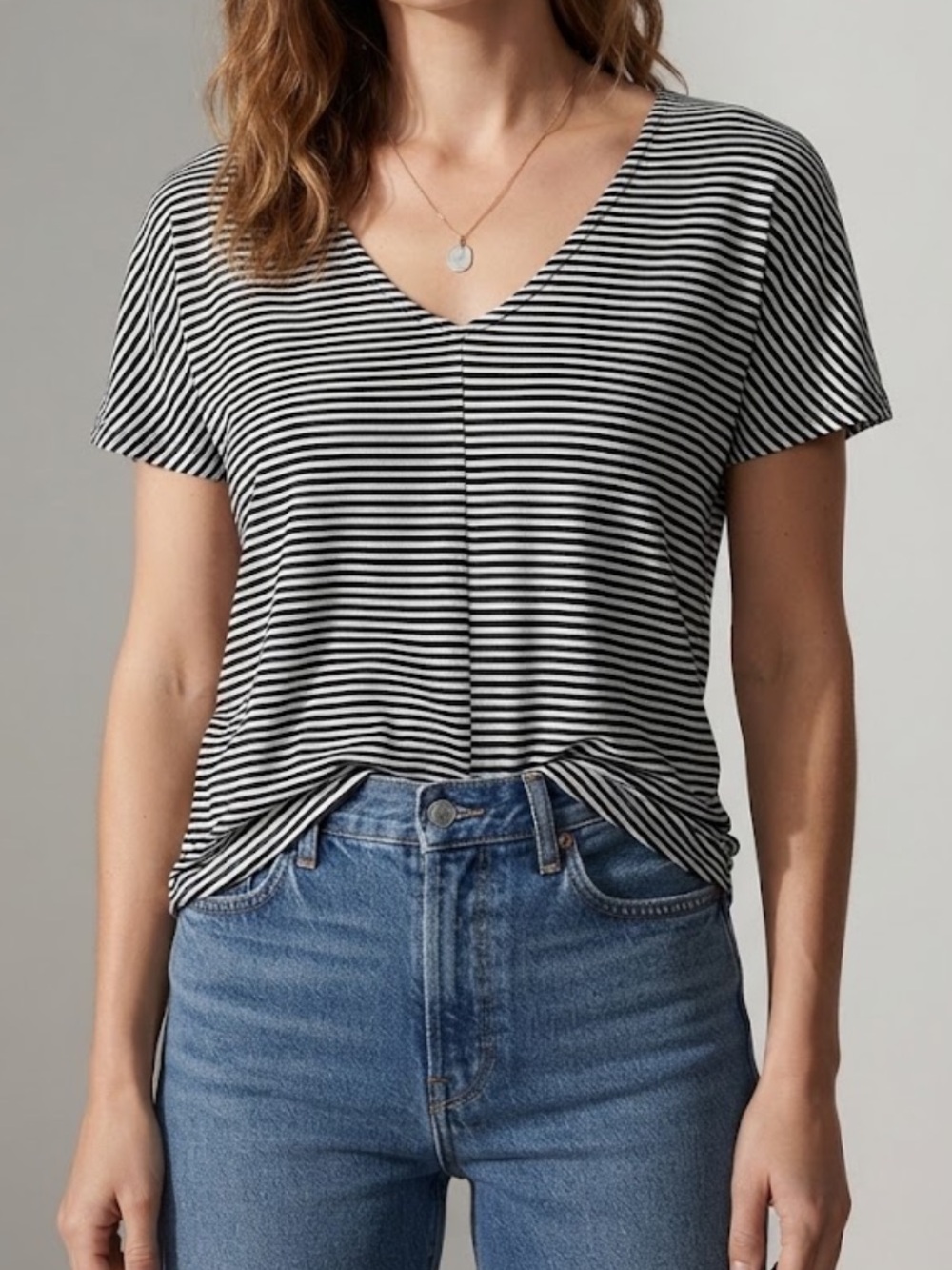 BANANA REPUBLIC Striped Stretch Jersey Knit T-Shirt Medium